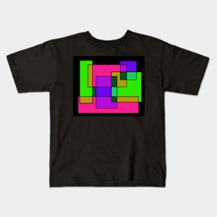 Neon Rectangles Pattern Kids T-Shirt